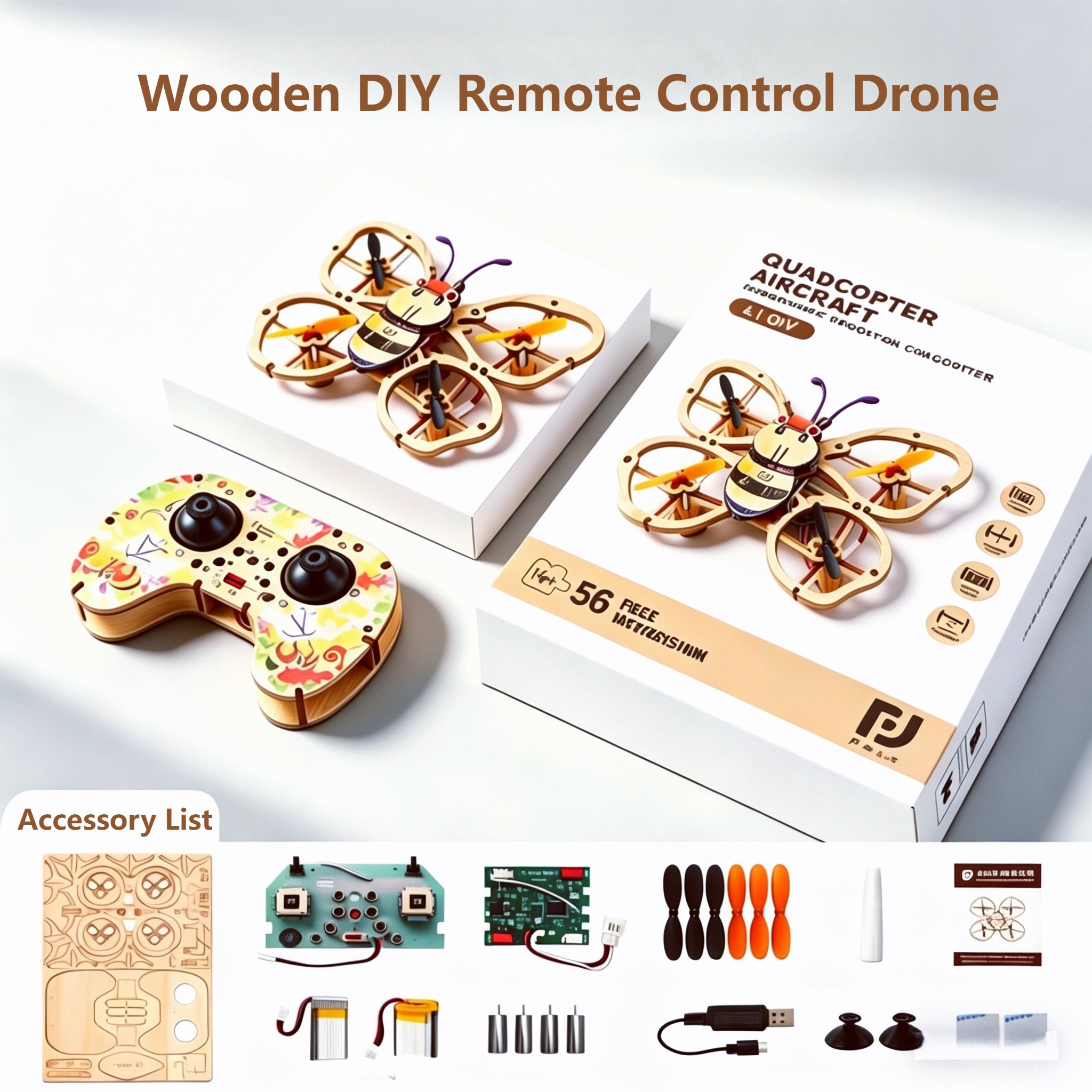 2026 New Wooden DIY Assembled  - Drone Rc Remote บทวิจารณ์และราคา