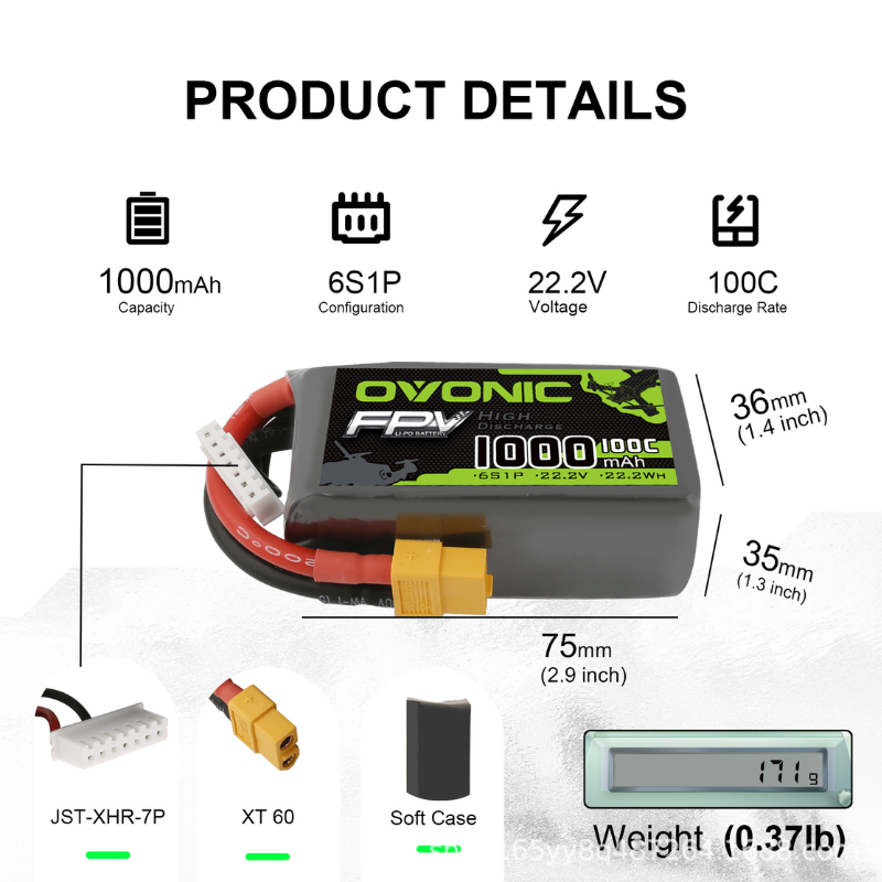 2Pcs OVONIC 1000mAh 100C 22.2V - Drone Zll Rc บทวิจารณ์และราคา