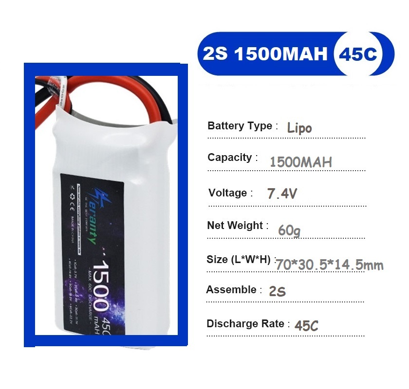 2PCS 7.4V Lipo 2S Battery 1500 - Drone Carrera Rc บทวิจารณ์และราคา