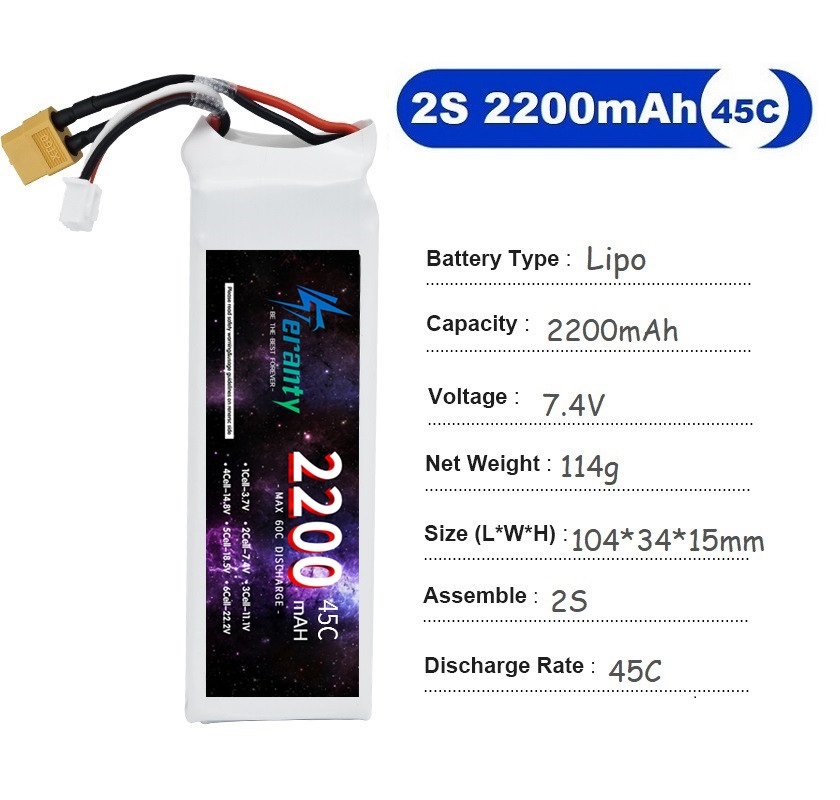 2PCS 7.4V Lipo 2S Battery 1500 - Drone Carrera Rc บทวิจารณ์และราคา