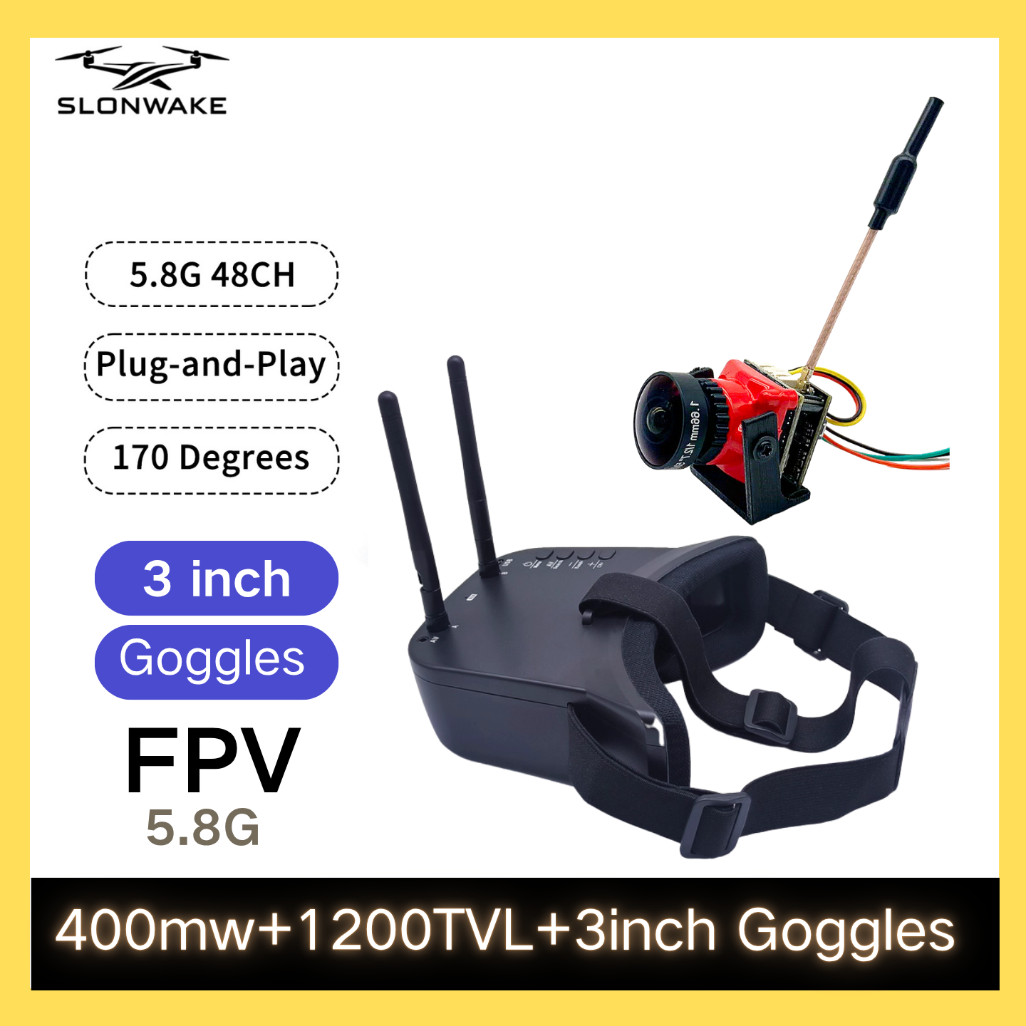 SLONWAKE 5.8G 48CH FPV 400mw V - Drone Rc Camera บทวิจารณ์และราคา