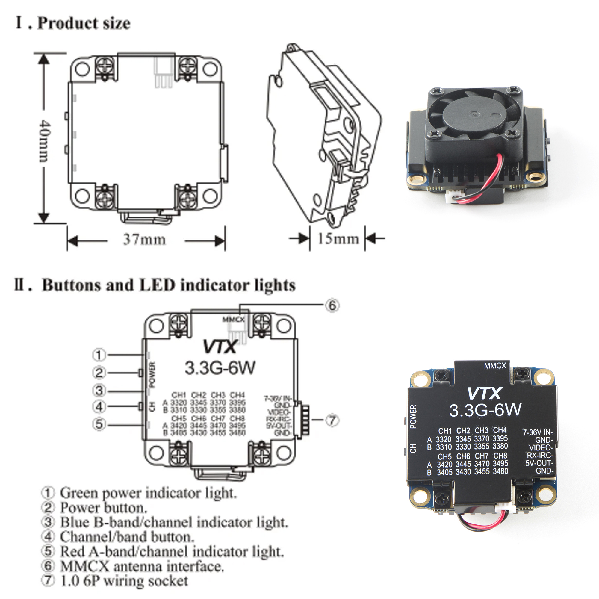 FPV Video Transmitter 3.3G 6W  - Drone Rc Remote บทวิจารณ์และราคา