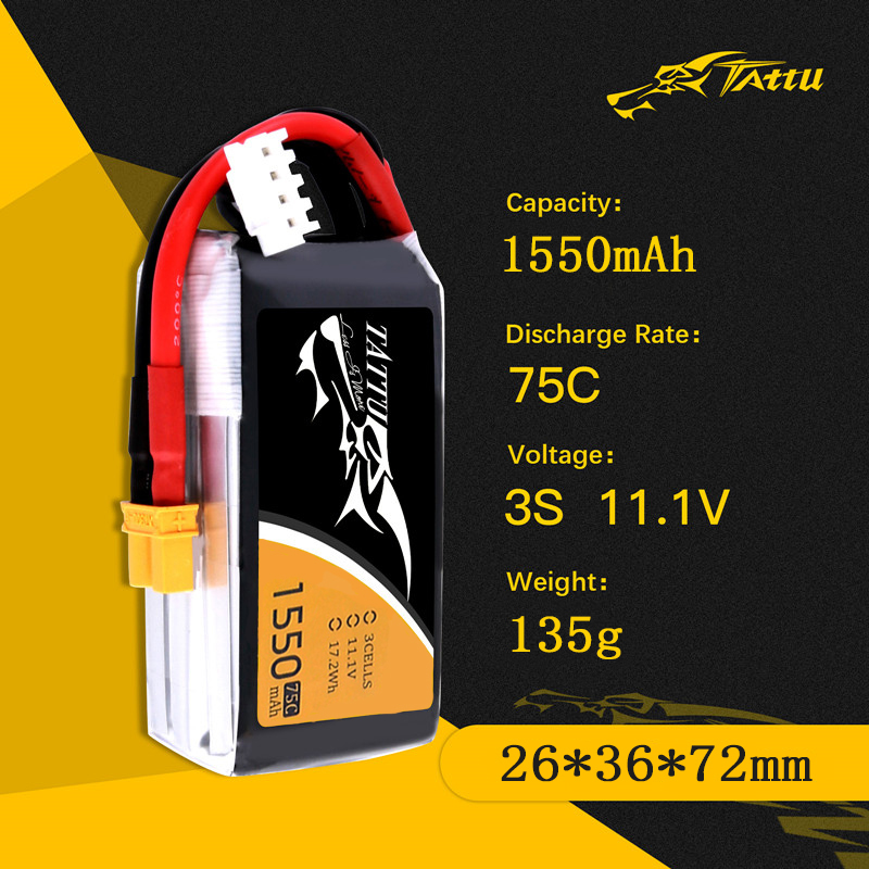 TATTU 3S 11.1V 1550mAh 75C LiP - Drone Zll Rc บทวิจารณ์และราคา